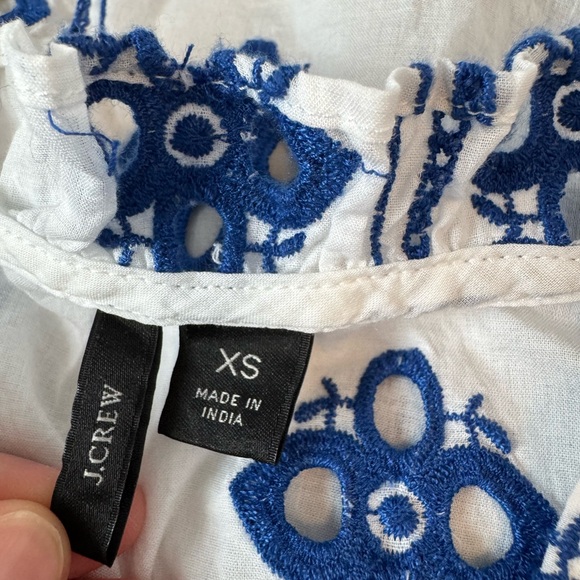 J.Crew-White and Blue Embroidery Cover up! - Picture 3 of 3